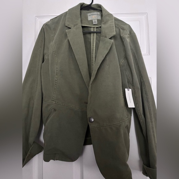 NWT Anthropologie Army Green Fitted Stretch Blazer Size L - Picture 1 of 4